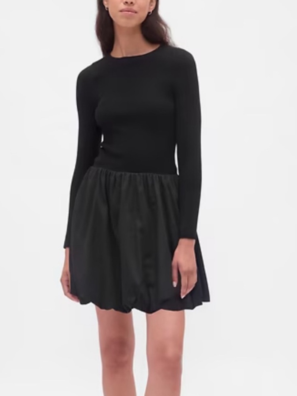 NWT GAP mixed media Black Mini Bubble dress new